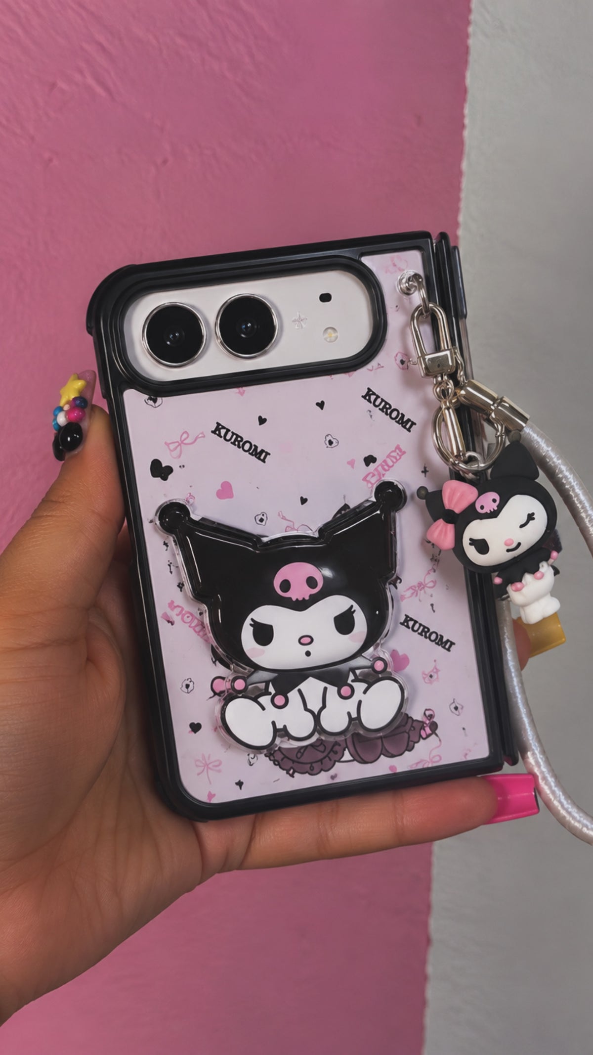 iPhone Duo Kuromi Pink Charm Case