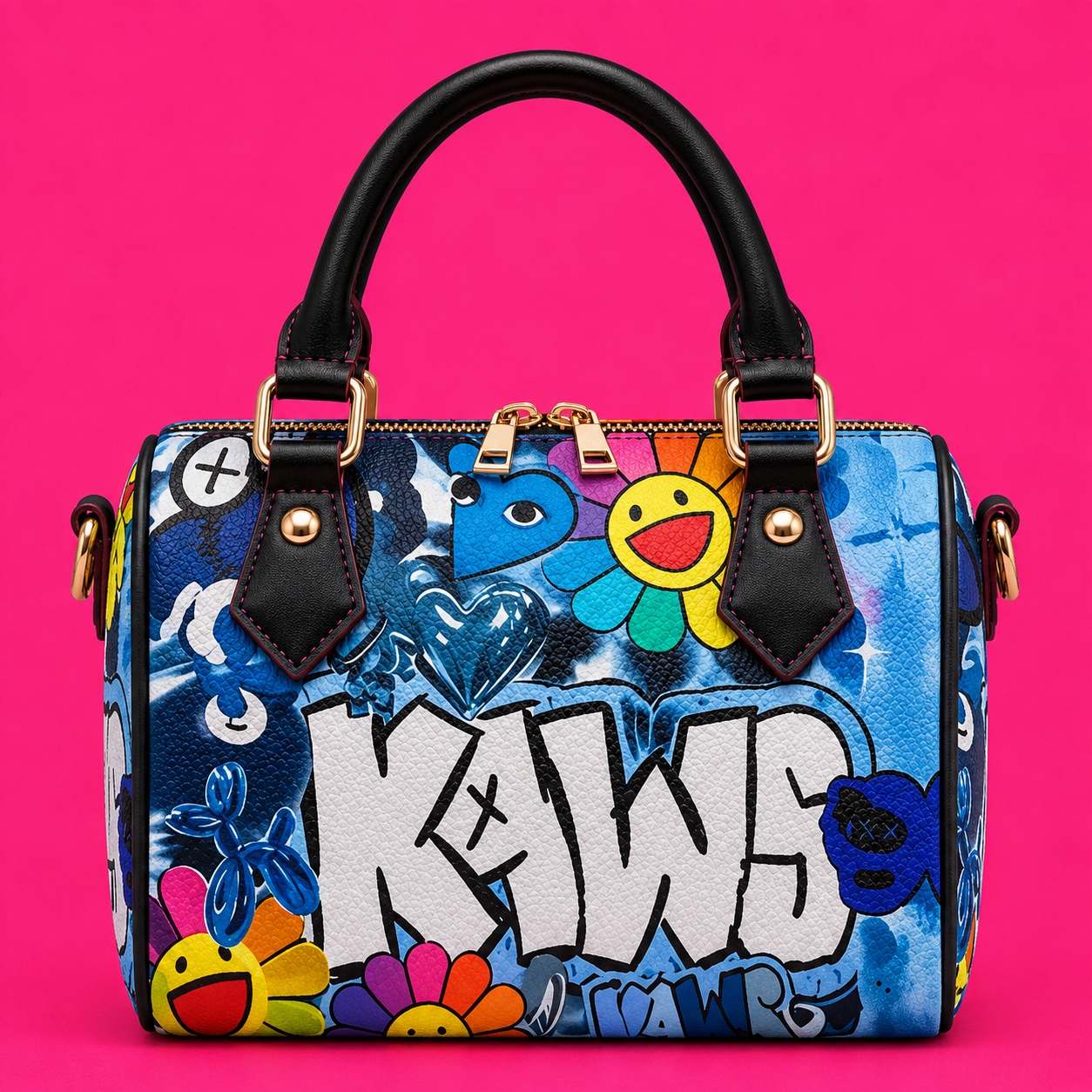 KAWS Blue Graffiti Duffle Bag