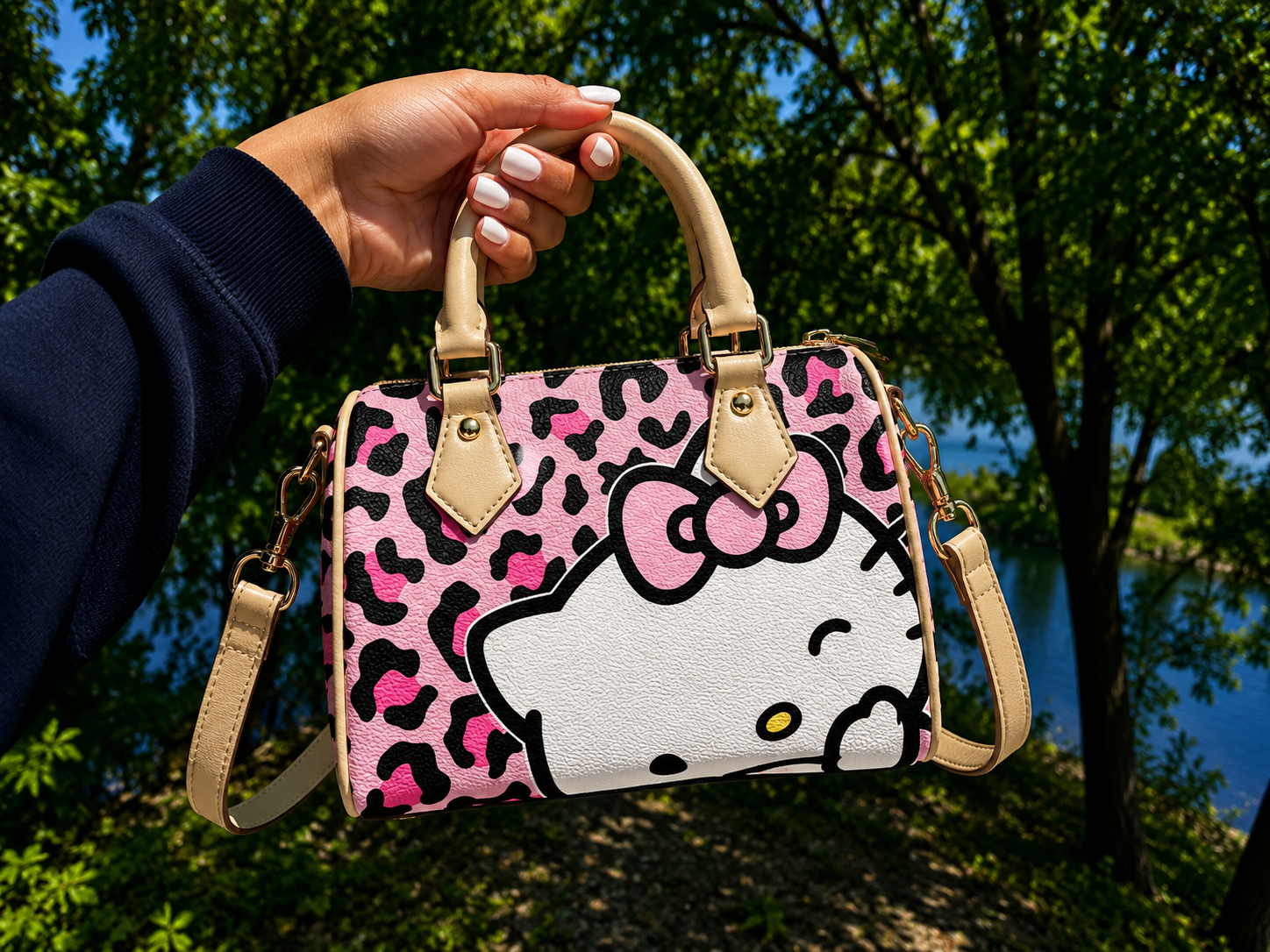 Pink Kitty Leopard Crossbody Bag