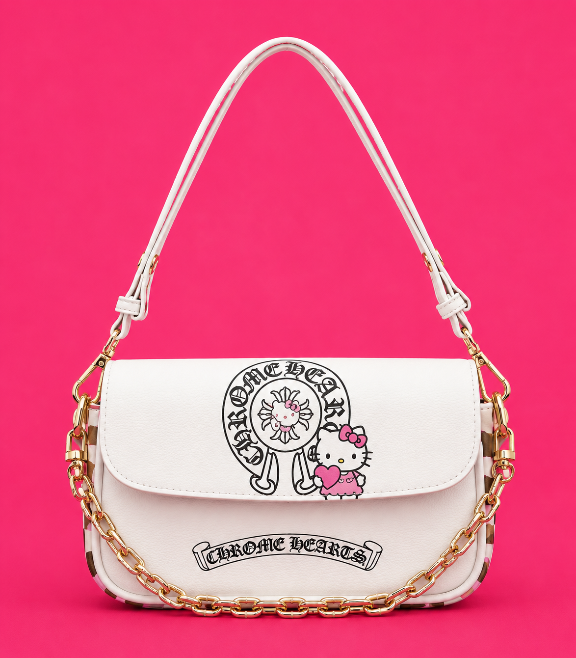 Chrome Kitty Hearts Shoulder Bag