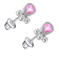 Princess Pink Heart Stud Earrings