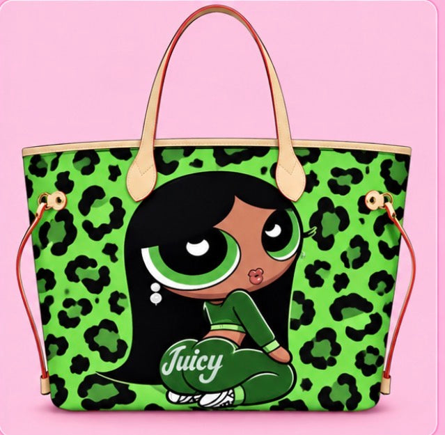 Green Leopard Juicy Girl Tote