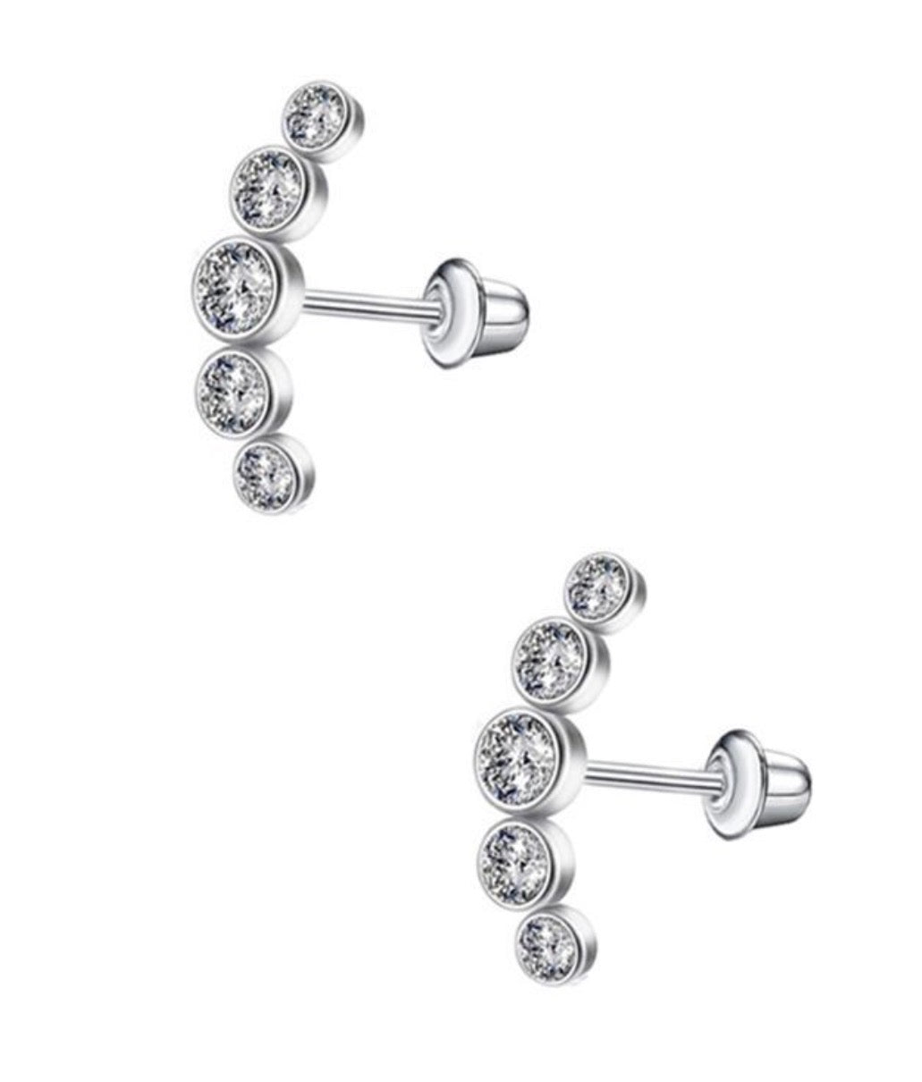 Crystal Curve Stud Earrings