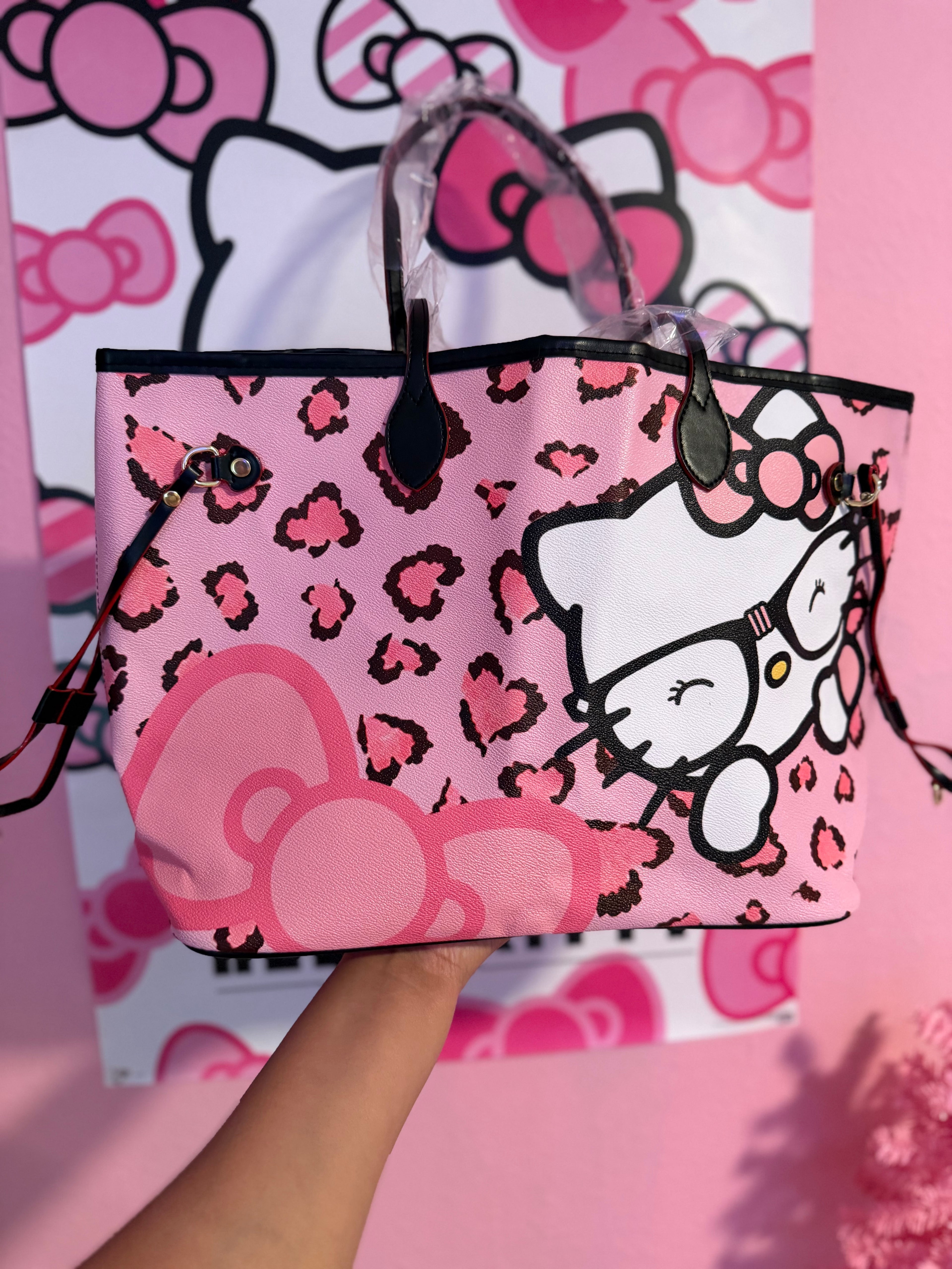 Hello Kitty, blush leopard tote bag