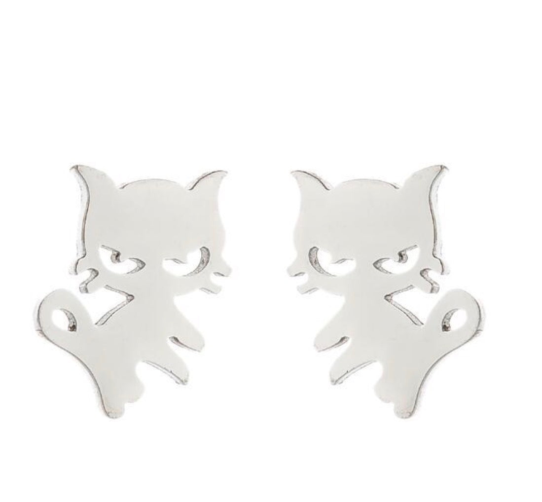 Midnight Kitty Stud Earrings