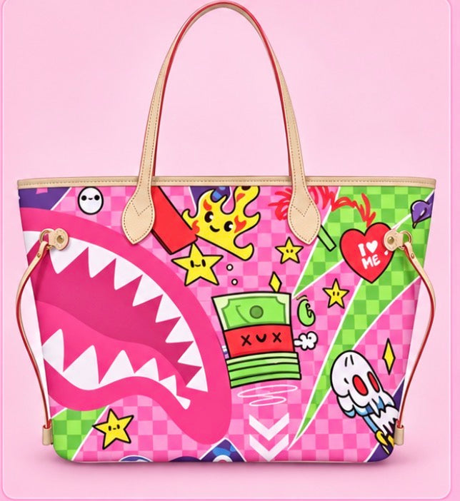 Pink Pop Art Shark Tote