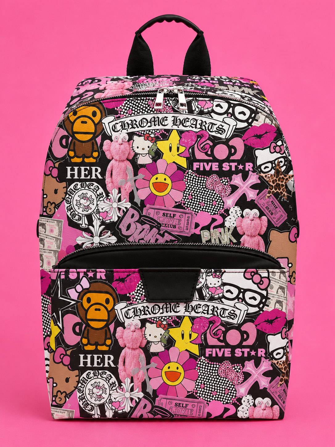 Pink Street Collage Backpack