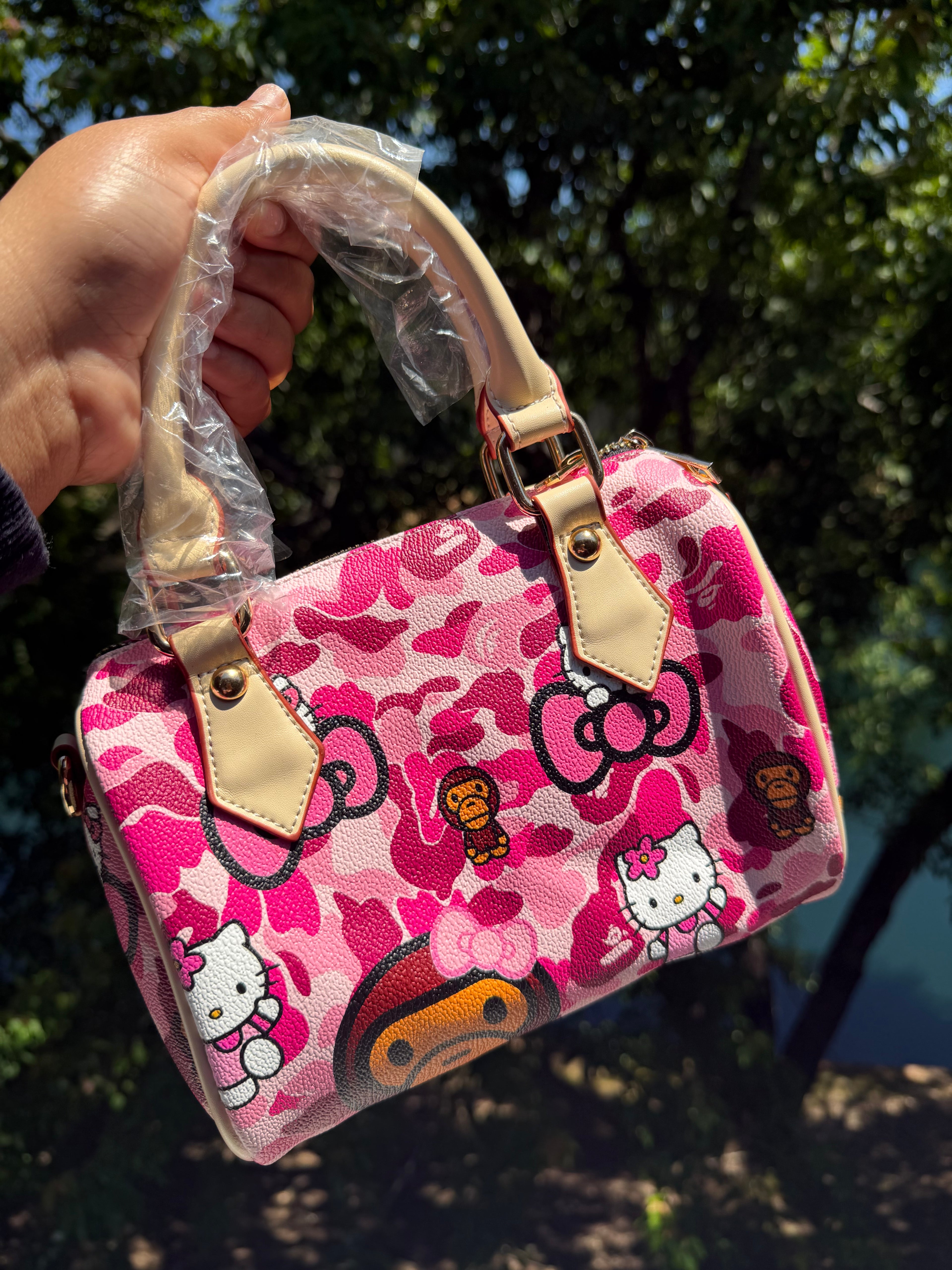 Pink Camo Kitty Barrel Bag