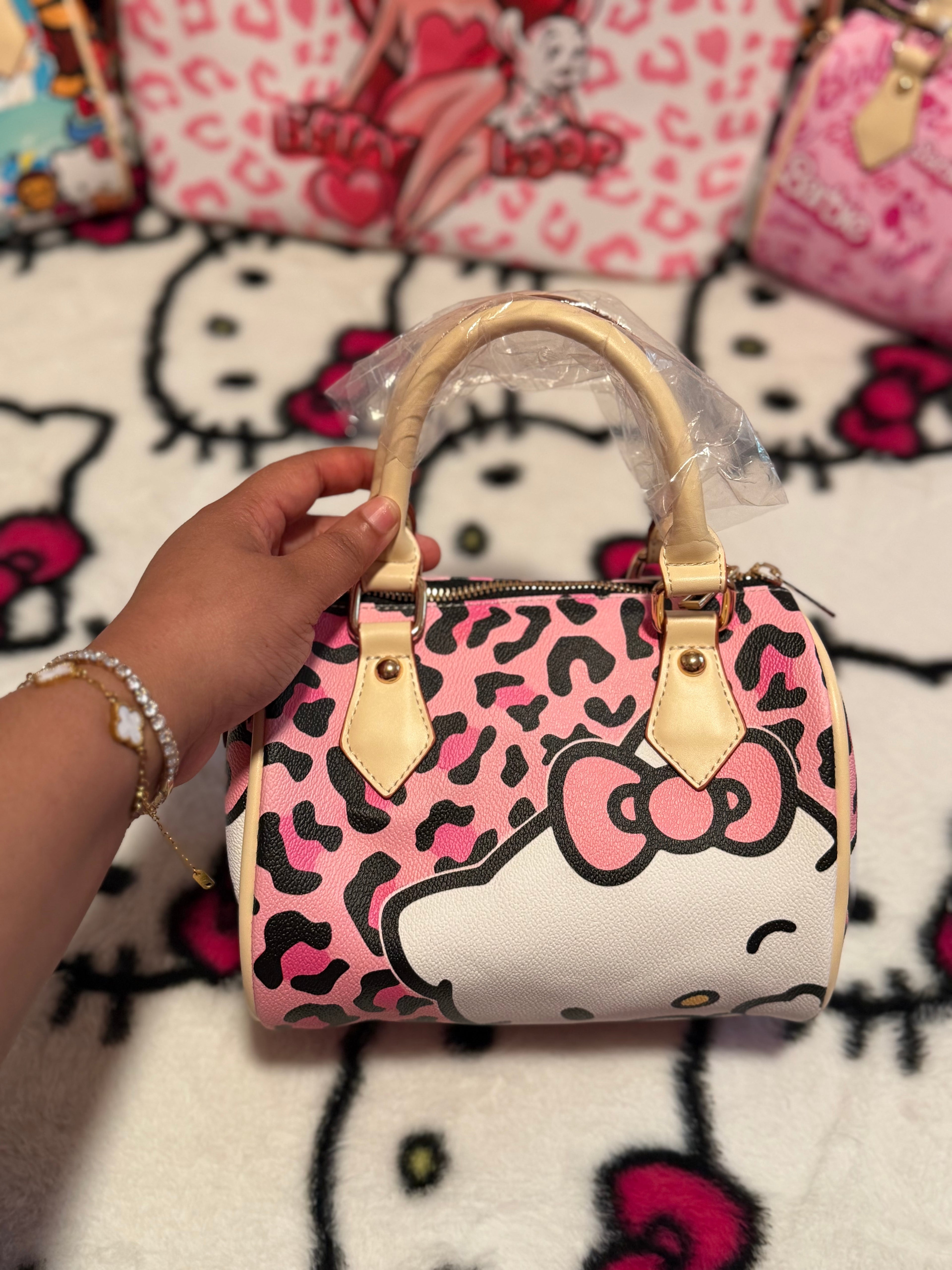 Pink Kitty Leopard Crossbody Bag