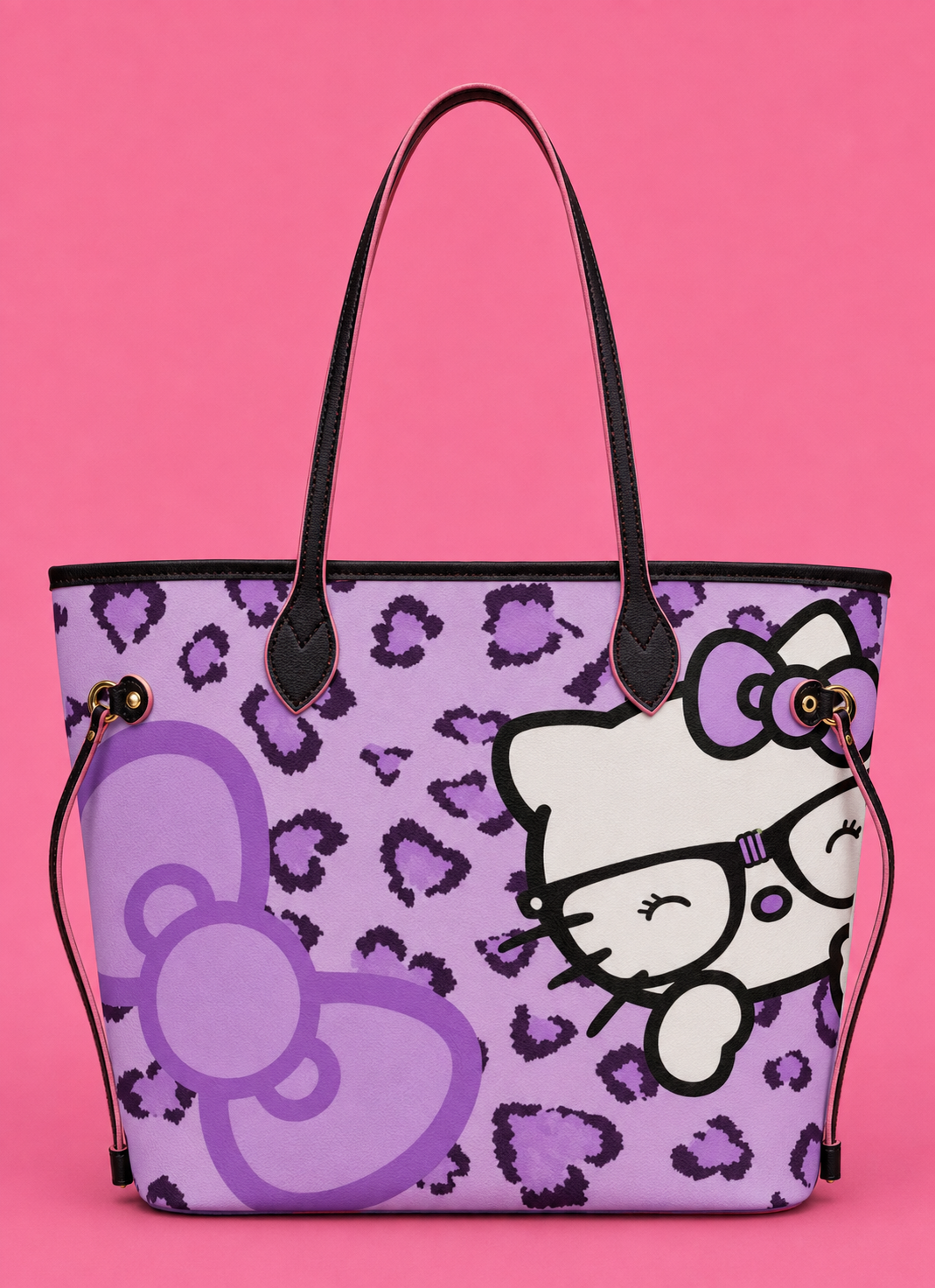 Lavender Kitty Leopard Tote
