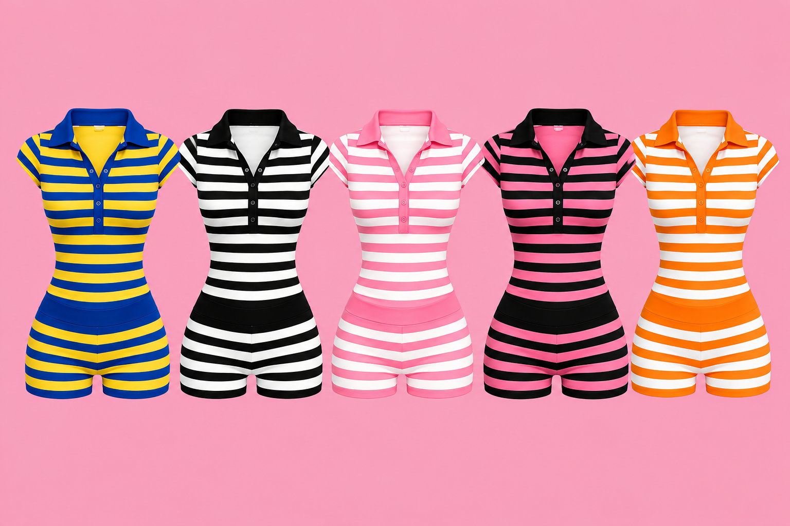 Striped Polo Two Piece Set