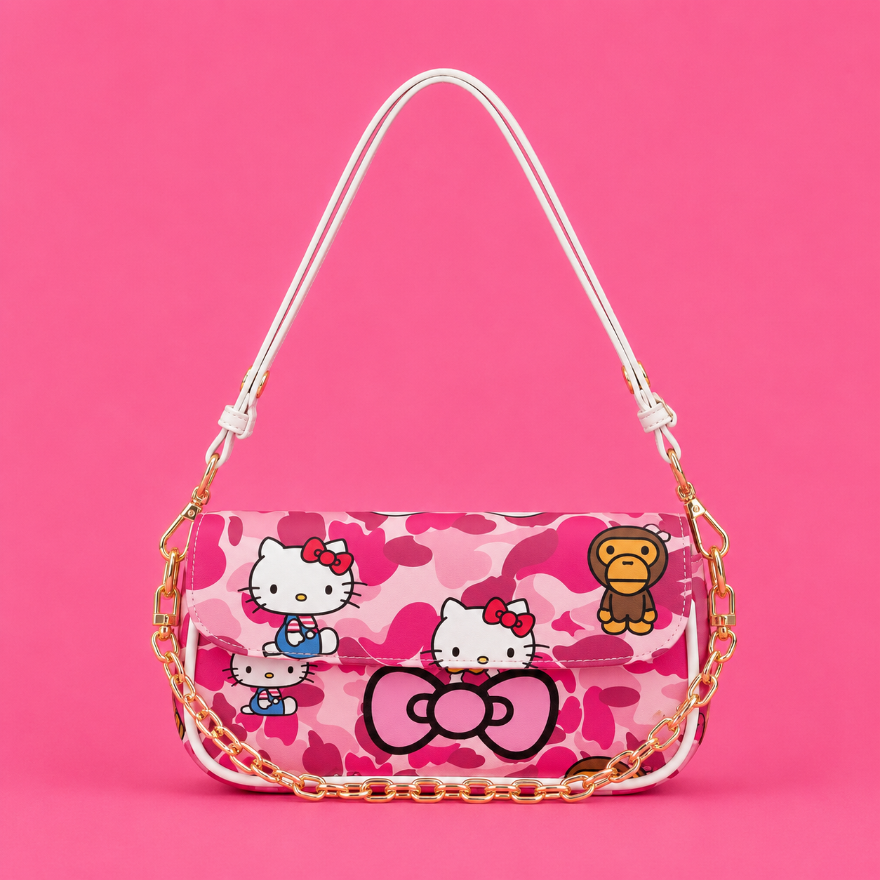 Pink Camo Kitty Shoulder Bag