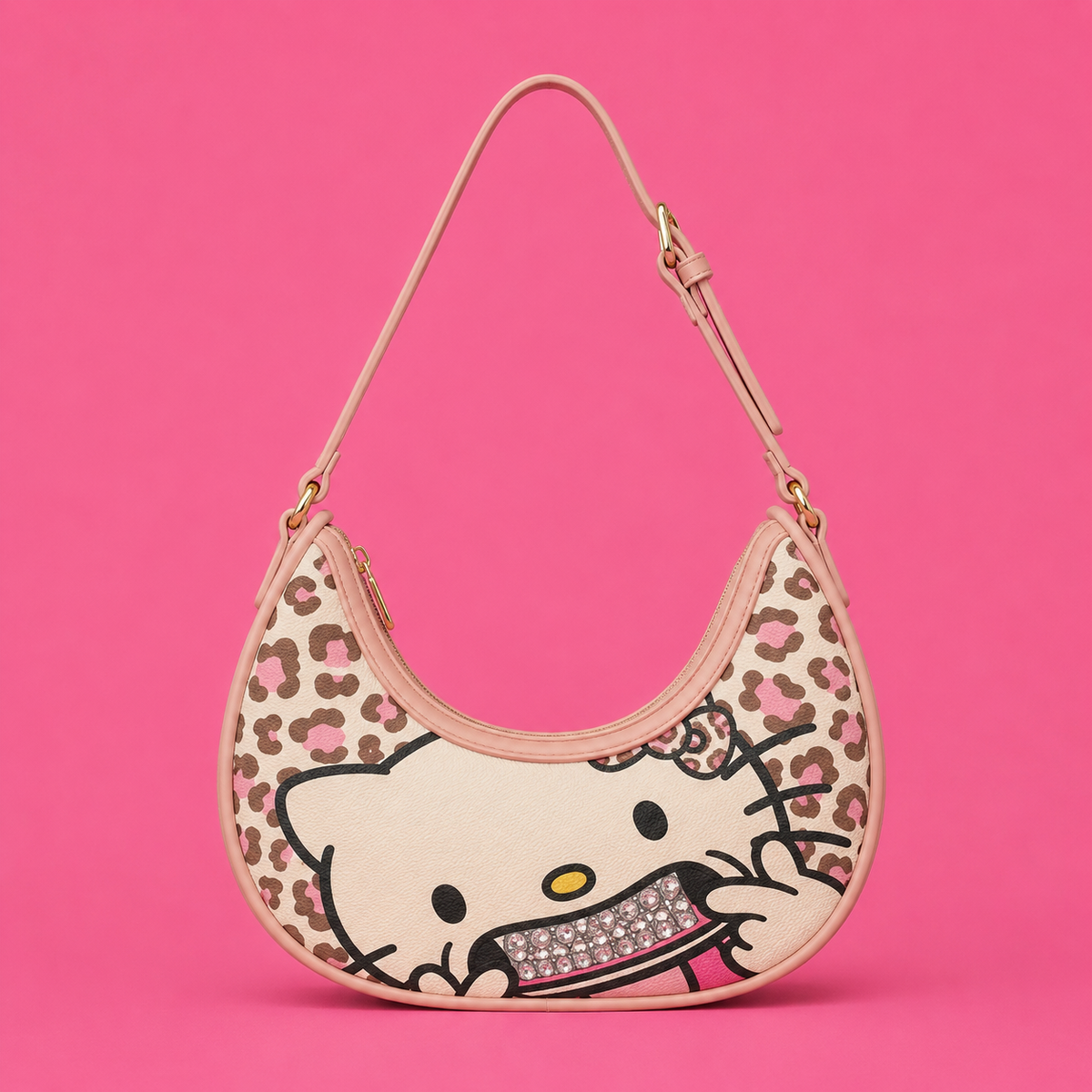 Pink Kitty Leopard Hobo