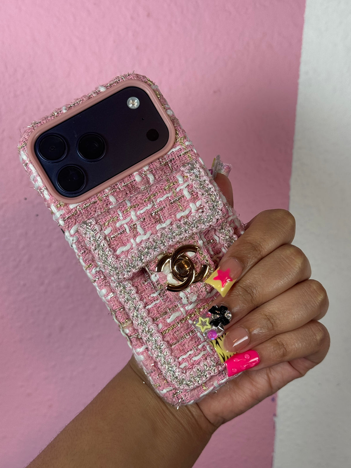 Pink Coco Tweed Case