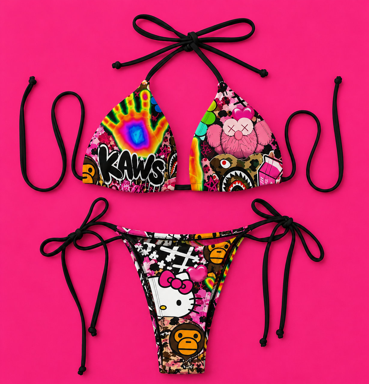 KAWS × BAPE Graffiti String Bikini