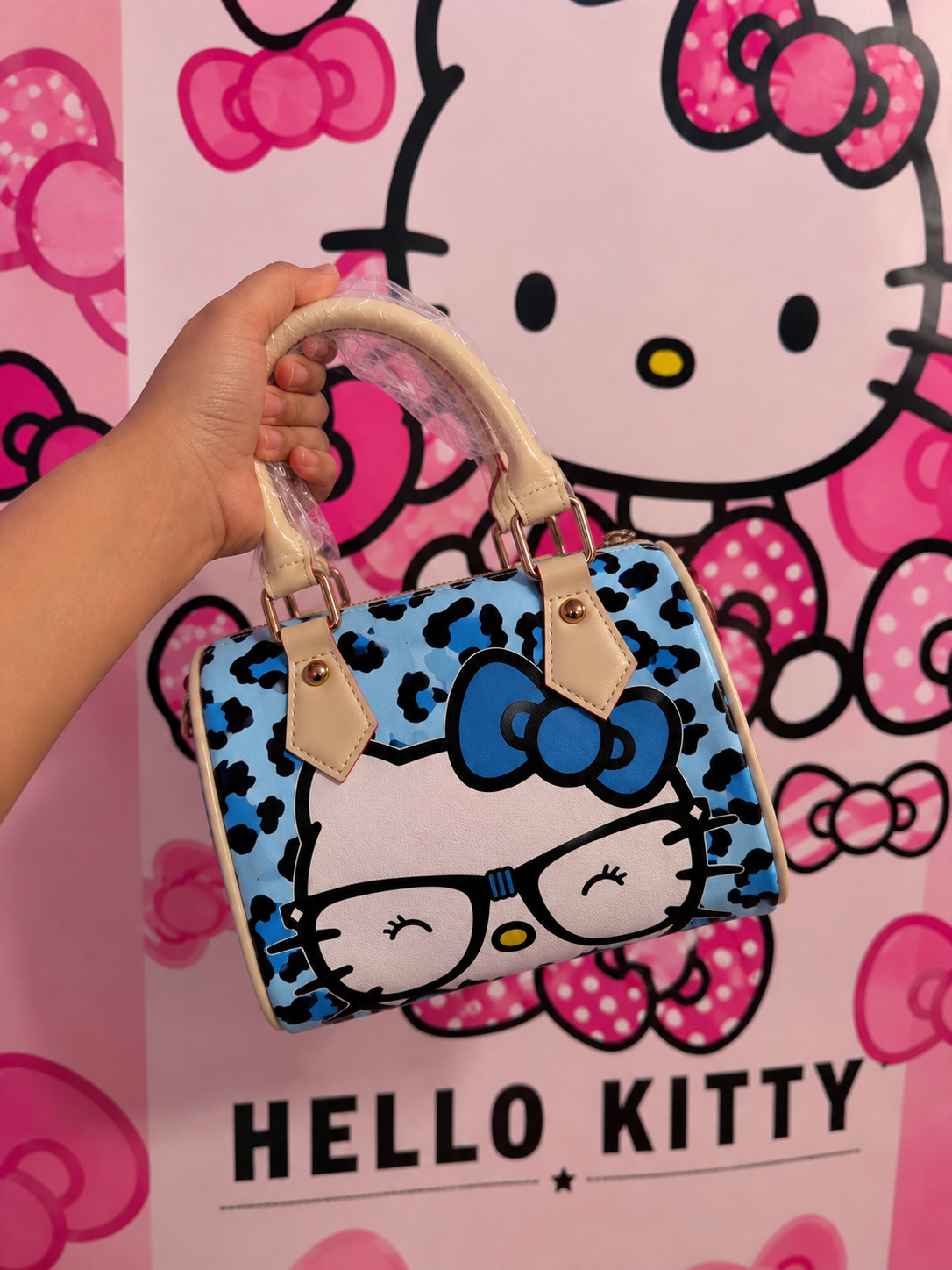 Hello Kitty Blue Leopard Glasses Mini Bag