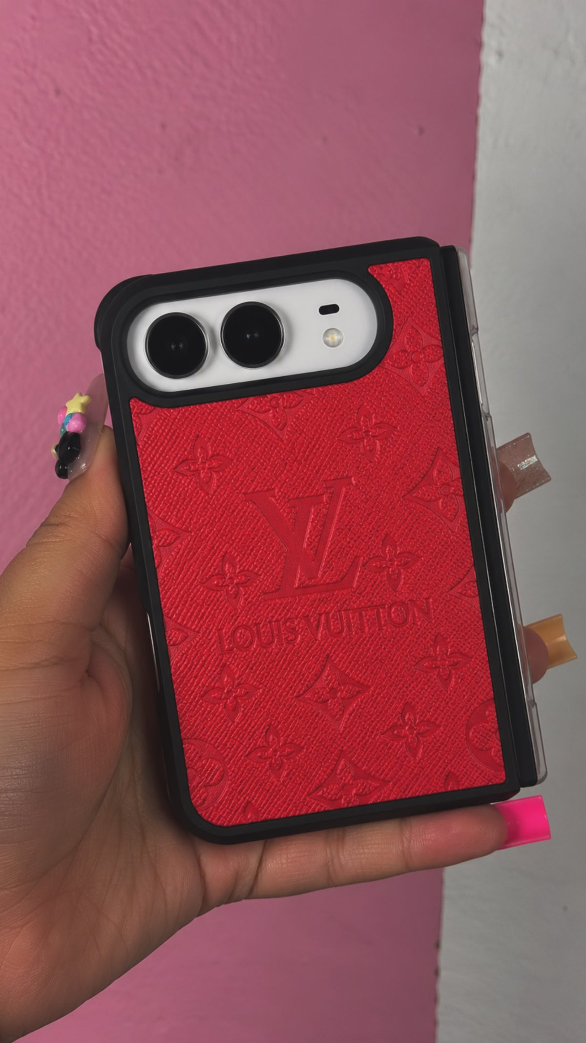 iPhone Duo LV Red Embossed Case