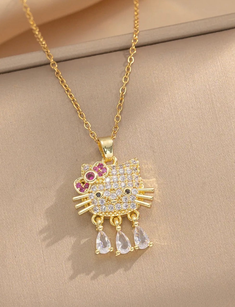 Crystal Tassel Kitty Necklace