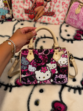 Black Neon Hello Kitty Y2K Graphic