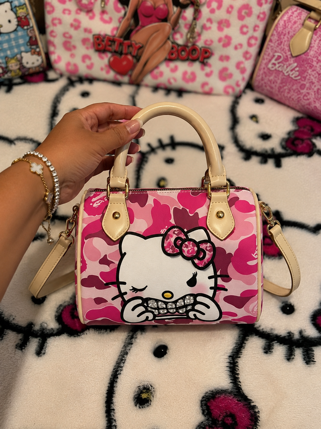 Black Neon Hello Kitty Y2K