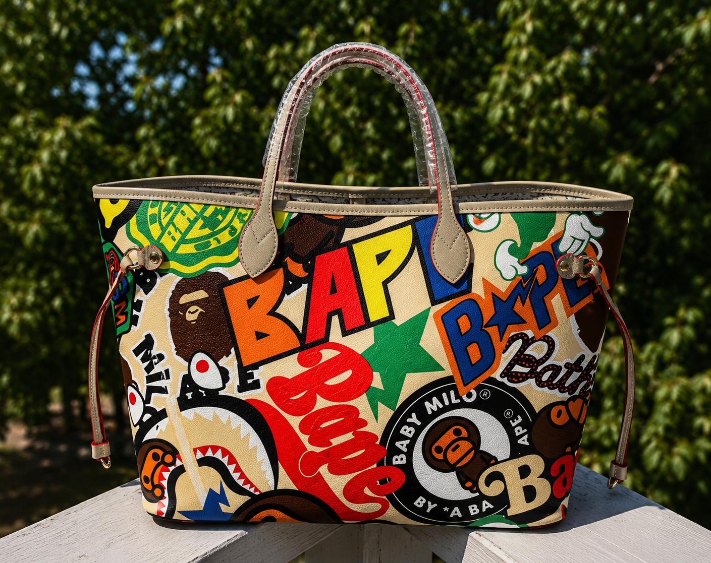 BAPE Baby Milo Graffiti Tote Bag