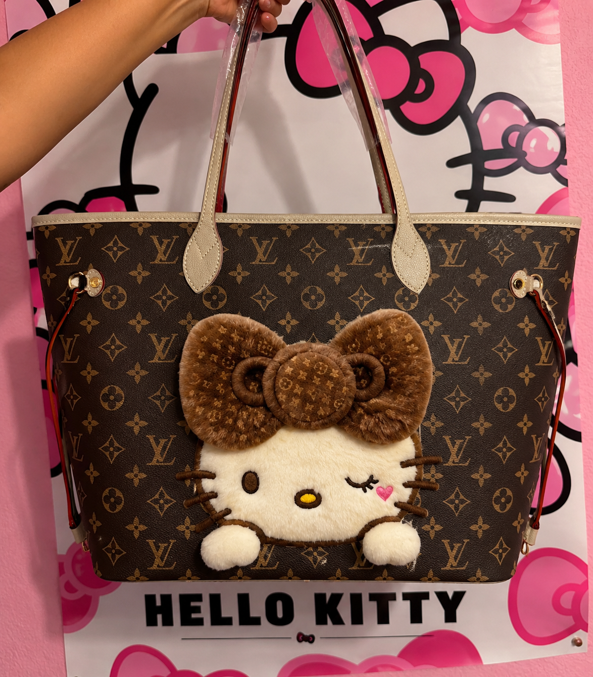 Mocha Plush Kitty Tote