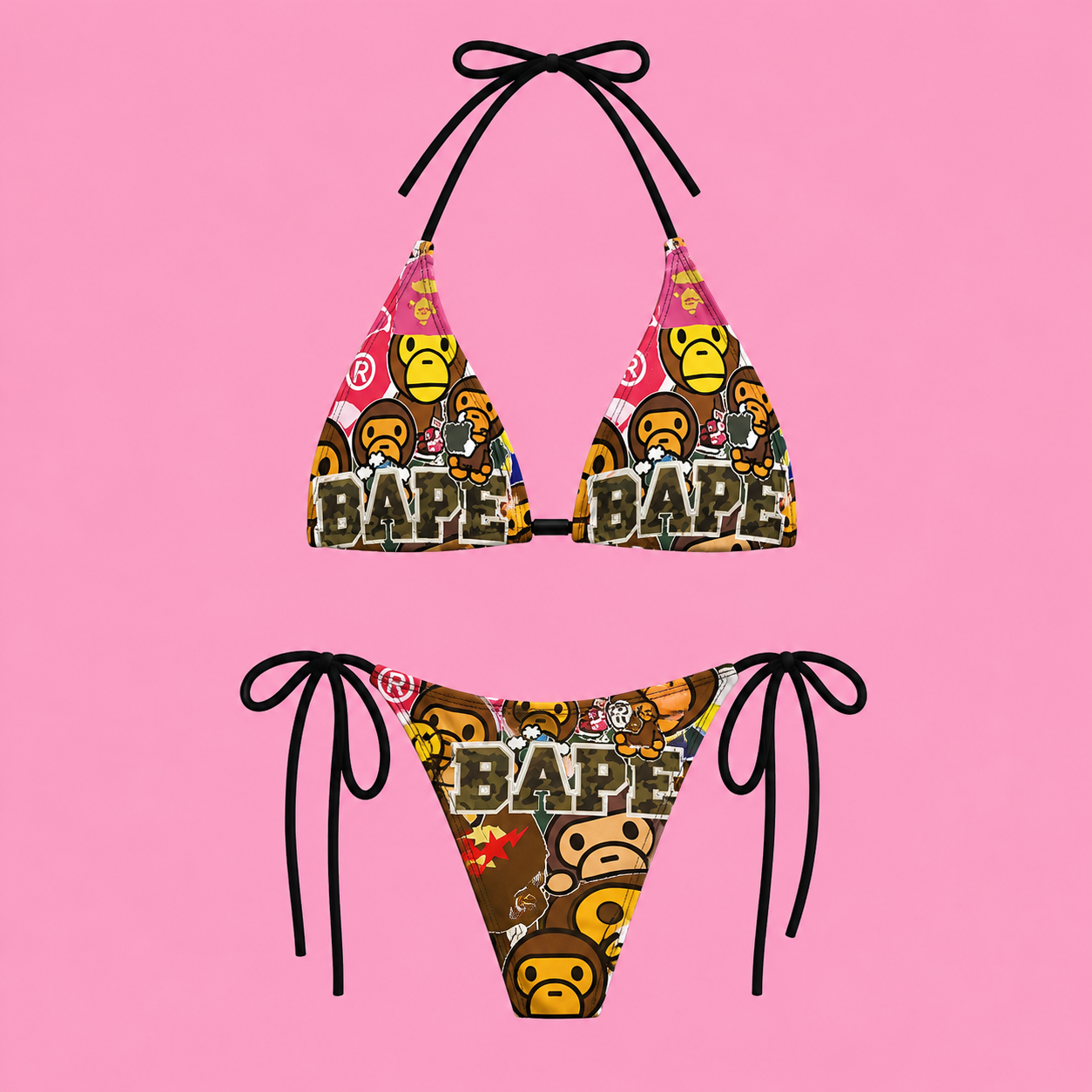 Pink BAPE Collage Bikini