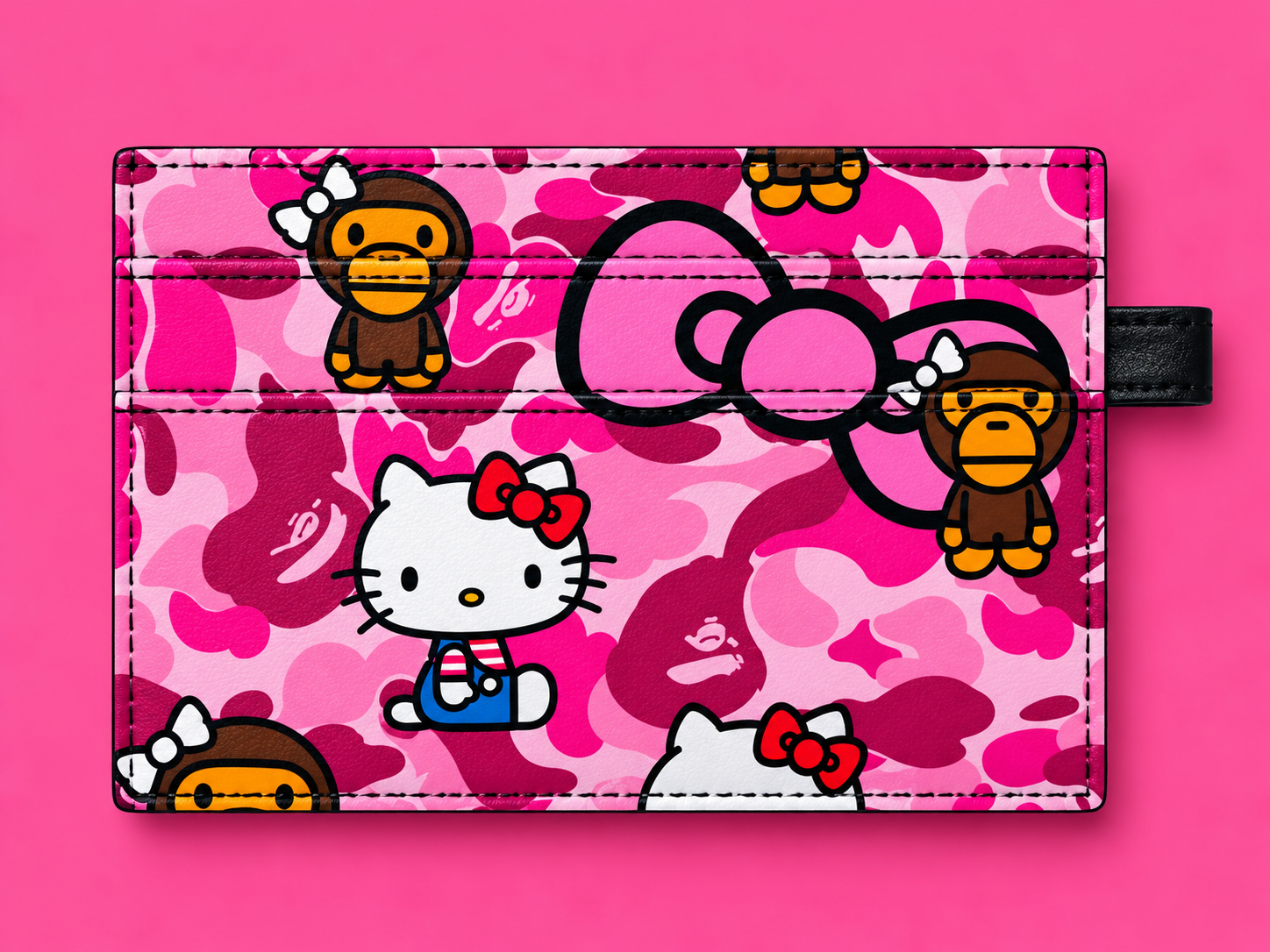 Pink Camo Hello Kitty Bow Cardholde