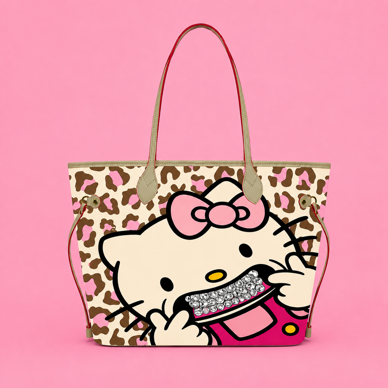 Pink Leopard Bling Kitty Tote