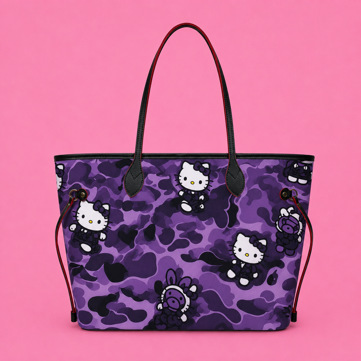 Midnight Purple Kitty Camo Tote