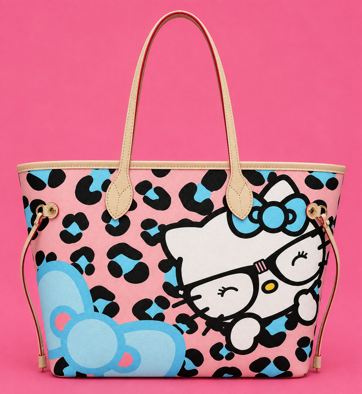 Bubblegum Blue Leopard Kitty Tote