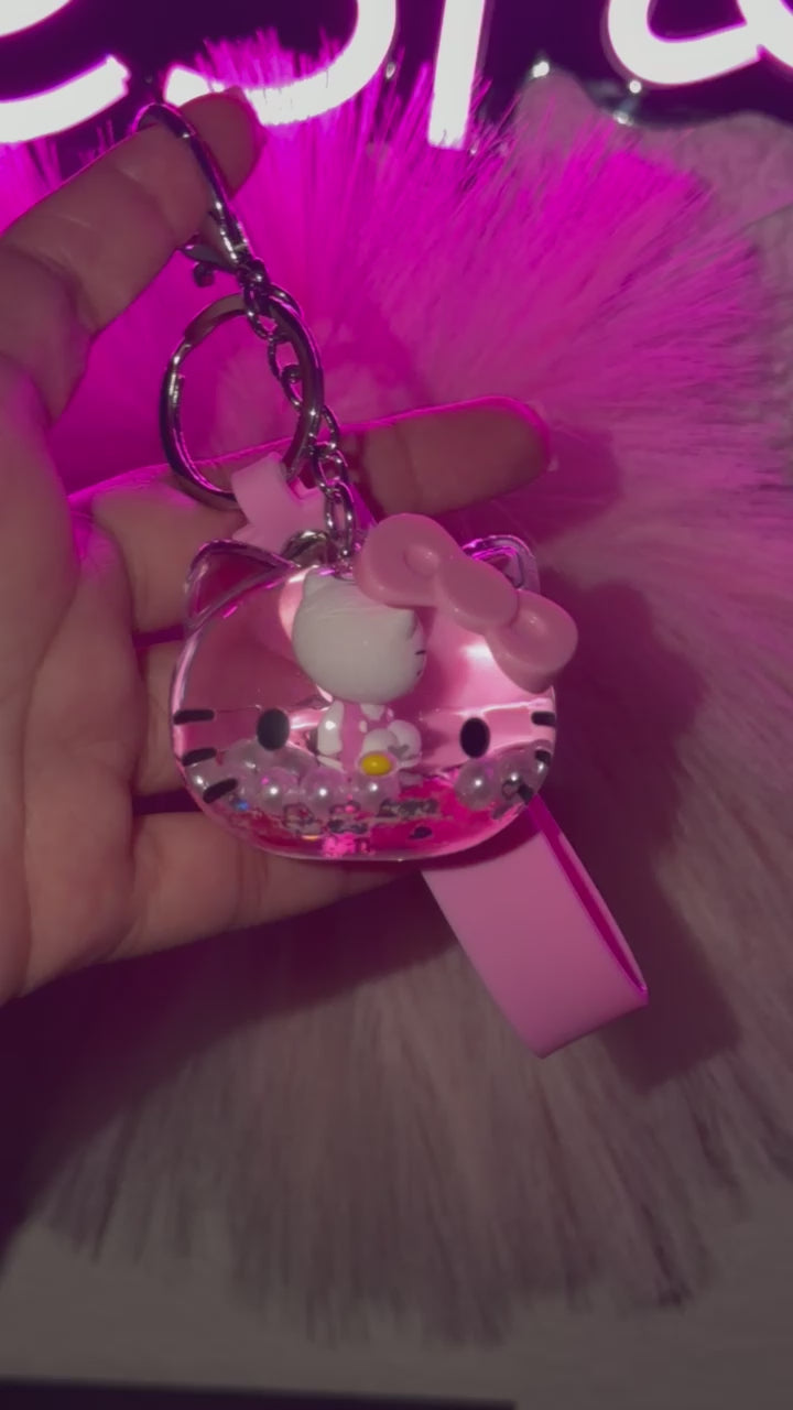 Pink Sparkle Kitty Liquid Keychain💗